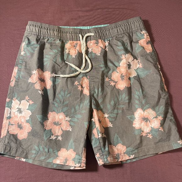 Goodfellow & Co. Men's Swim Trucks Tropical Gray & Pink Floral - Size Medium - Picture 1 of 5